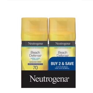 Neutrogena Beach Defense Sunscreen Lotion SPF 70 twin pack beach vacation NWT
